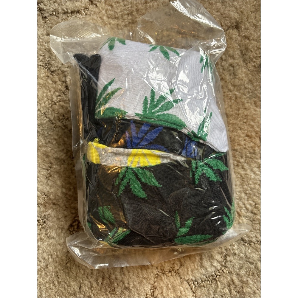Leaf Crew Socks Men OS Multicolor New Novelty Weed Leaf 8 Pack Lot
